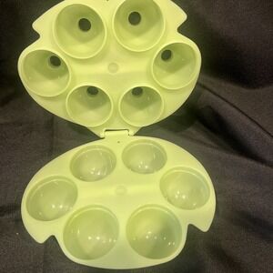 JELL-O Easter 6 Egg Jigglers Hinged Gelatin Jello Mold Lime Green‎ USA